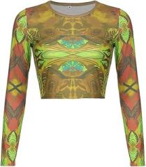 GESALOP Feminine Crop Top Y2K Electronic Girl 90s Long Sleeve Cropped Shirt Slim Fit Shirt Top Y2K Fashion
