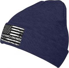 MULIHU Electronics Engineer American Flag Beanie Hat for Men Women Beanies Warm Cozy Knitted Skull Caps Navy Blue
