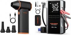 WOLFBOX MF50 Electric Air Duster-110000RPM Super Power Cordless Air Duster and WOLFBOX 3000A Jump Starter with Air Compressor, 16000mAh&160PSI Portable Car Battery Jump Starter