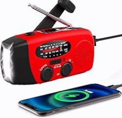 Handsider Solar Hand Crank Self Powered Survival Emergency AM FM NOAA Weather Radio with Led Flashlight, 2000mAh Power Bank for Cellphone Smartphone