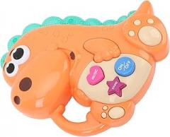 Dinosaur Music Toy Children Early Education Music Toy Sound and Light Cartoon Animal Electronic Music Toy Toy for Baby (Orange)