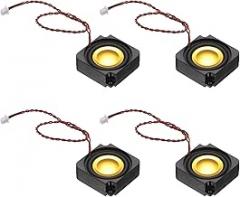 PATIKIL 3 Watt 4 Ohm Mini Speaker, 4PCS Full-Range Mobile Portable Advertising Machine Micro Loudspeaker Connector for Small Electronic Projects, Black Gold