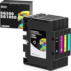 3.06 SG500 Sublimation Ink Cartridges Compatible Replacement for Sawgrass SG500 SG1000 Printers, 4-Pack (Black, Cyan, Magenta, Yellow)