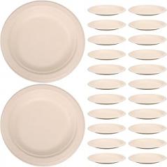 Milisten 9 Inch Oval Disposable Paper Plates 50pcs Biodegradable Pulp Dinner Platters Multipurpose Party Tableware for Bbq and Fruit Serving