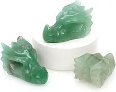 1.5’’ Natural Green Aventurine Quartz Dragon Head Skull Skeleton Figurine - 5Pcs Jewelry Gift(Green Aventurine Quartz,5Pcs)