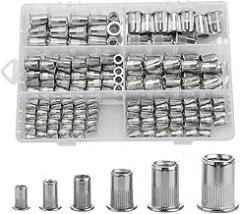 320 Pcs Rivet Nuts Kit Flat Head Insert Nutsert Rivnuts Assortment Threaded Insert Nutserts Assort, M3-M12 Bolts and Nuts Replacement for OEM New 2026 High for Reliable Electronic Component