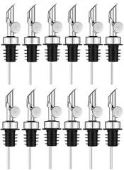 Aboiled 12Pcs Weighted Stainless Steel Pourers - Auto Flip Olive Oil Dispenser Spout for Liquor Bottles, Drip-Free and Easy to Clean