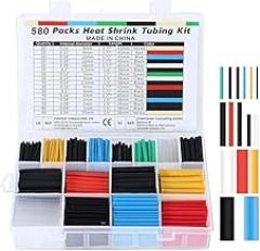 Heat Shrink Tubing Set 580 Pcs 2: Ratio Insulation for Wires, Electrical Wire Connectors Kit with 6 Colors for DIY Electronics Repair and Cable Management