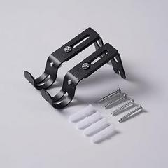 2pcs Wall-mounted Curtain Rod Support Extendable Metal Roman Pole Bracket Universal Adjustable Hanging Hook For Bedroom Dormitory