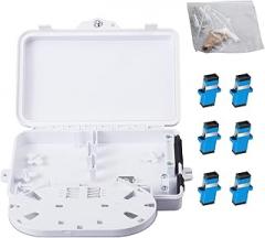 Fiber Optic Distribution Box, 6 Port Wall Mount Enclosure with 6 SC UPC Adapters, Singlemode, FTTH, IP65 Waterproof Outdoor/Indoor Use - 8.27