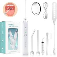 Tonsil Stone Remover Kit,3 Modes Electronic Tonsil Stone Remover Vacuum,Oral Irrigator for Best Tonsil Stone Remover LED Light,Tonsil Stone Mouthwash 5X Magnifying Mirror,Fight Bad Breath Tonsil Stone