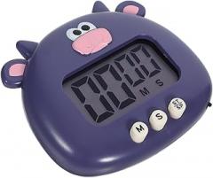 Toyvian Cartoon Ox Electronic Kitchen Timer for Cooking and Baking Loud Alarm with Large Screen Compact and Kitchen Timer for Study Work Egg Boiling and Home Use Blue-Purple Design