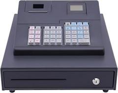 Commercial Cash Register System Software 39 Keys 8 Digital LED Cash Management System Electronic Cash Register with Drawer Box for Supermarket Retail, Black