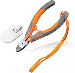 Diagonal Cutting Pliers 5-Inch Wire Flush Cutters Side Cutter Wire Snips with Hand Rope and Protective Cover for Cuts Electronics Wires Jewelry Zip Ties