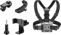 Chest Strap Mount for Smartphones and Action CamerasPolyester POV Harness for Skiing, Hiking, Snorkeling, Cycling, Running, Travel Vlogging