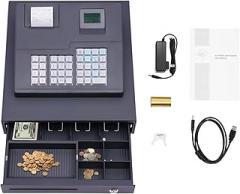 Cash Register, 38 Keys Cash Register with Tax, VAT and GSM Tax Options, 32 Departments Electronic Cash Registers, Cash Register for Small Businesses, with Lock Connect Most Computers
