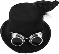 BESTOYARD Retro Goth Steampunk Hat for Halloween Party Electronic Music Festival Cap Unique Cosplay Accessory Black Non Woven Design for Carnival and Festive Events