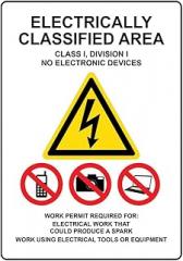Electrically Classified Area No Electronic Devices Sign - Metal Tin Sign 8x12 – Durable Safety Warning Metal Wall Decor for Home, Garage, Yard, or Workplace