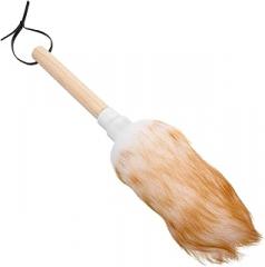 Wool Duster with Wood Handle, Small White Fine Tip, Household and Vehicle Dust Cleaner for Furniture and Interior, Washable Home Cleaning Tool