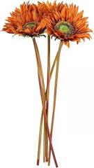 Milisten 5pcs Faux Chrysanthemum Artificial Flowers Lifelike Silk Floral Wedding Decor Photography Prop Home Decoration Deep Coffee Color