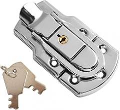 Metal Toggle Latch Hasp Lock with 2 Keys – Chrome-Plated Iron Box Latch for Cabinets, Lockers, Tool Boxes, Refrigerated Trucks & Electronic Cabinets (2 x 3. in)