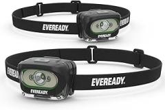 Rechargeable LED Headlamps by Eveready (2-Pack), IPX4 Water Resistant Head Lights for Running, Camping, Emergency, Outdoors (USB Cable Included),Black (2-Pack),Adjustable