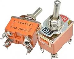 On-On 4Pin15A 250V Miniature Toggle Switch 2/3/4/6 Pin On-Off On-Off-On Spdt Dpdt E-Ten1021/1122/1121/1221/1321/1322 New 2025 High for Reliable Electronic Component, Precision, Stable Performance