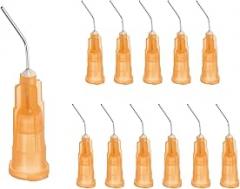 uxcell 12 Pcs Pre Bent Dispensing Needle Tips, 25 Gauge Stainless Steel 45 Degrees Bent Dispensing Tips 0.5