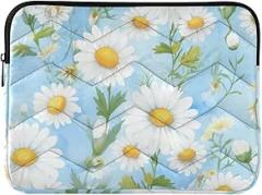 Laptop Zipper Case Portable Electronic Device Cover White Daisies Green Leaves Waterproof Briefcase Bags Medium