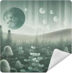 Landscape Wildfloral Meadow Moon Camera Protective Wrap, Anti-scratch Lens Protector Wrapper, Magic Self-Adhesive Cloth for Cameras/DSLR/Laptop/Electronic Accessories, L