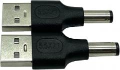 USB to DC Power Adapter, USB 2.0 A Male to DC 5.5 x 2.1mm Male Power Adapter, Used for Charging Electronic Devices with DC or USB Ports (USB M/5.5 x 2.1) 2-Pack