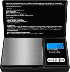 Gram Scale, 1000gx0.1 g Digital Pocket Scale, Electronic Smart Weigh Scale, Portable Small Jewelry Scale Grams and Ounces, Mini Scale with LCD Display, Tare