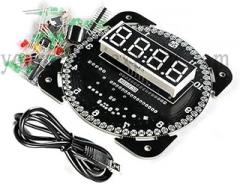 DIY Rotating DS1302 Kit Digital LED Display Module Alarm Electronic Music Clock LED Temperature Display Kit Learning Board DC 5V
