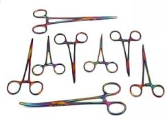 Multi Color Rainbow Color Ultimate Hemostat Set, 8 Piece Ideal for Hobby Tools, Electronics, Fishing and Taxidermy