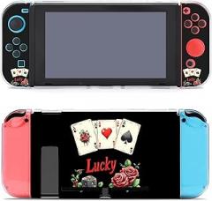 Lucky Gambling Casino Cards and Dice Protective Case Compatible with Switch Shockproof Cases Cover Hard Shell Cases