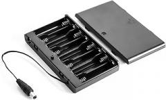 (1-Pack) 12V LED Battery Pack for Neon Signs – 8-AA Battery Holder with DC Connector, Portable Power for LED Decorations/Plug-in LED