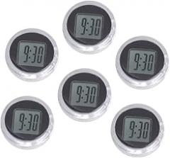 6Pcs Adhesive Digital Clock for Motorbike Handlebar Stick Electronic Watch with Display for Motorcycle Bike and Car Use