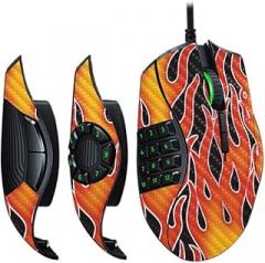 MightySkins Carbon Fiber Skin for Razer Naga Trinity - Hot Flames | Protective, Durable Textured Carbon Fiber Finish | Easy to Apply, Remove, and Change Styles | Made in The USA