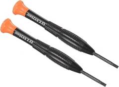 Tiny Slotted Screwdriver, 2.5mm Size 109mm Length, Steel Flat Screw Driver with Swivel Lid Non-Slip Grip - (Applications: for Eyeglasses Watches Electronics Computer), 2pieces