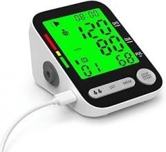 Arm Electronics Sphygmomanometer Upper Arm Blood Pressure Monitor Cuff Digital Voice Sphygmomanometer Bp Monitors Electronic Tonometer Talking Tensiometer High Accurate Rechargeable for Home Use