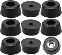 uxcell 9pcs Rubber Feet Bumper Buffer Feet Furniture Cutting Board Electronic Scale Leg Pads Anti-Slip with Metal Washer, D17x15xH8mm