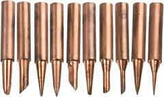 10pc Soldering Tips Set Copper 900M-T Series for Electric Iron Heads with Various Sizes Suitable for PCB and Electronic Component Soldering Tasks