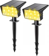 Solar Spot Lights Outdoor with 60 LED & Auto On/Off, 2 Pack Solar Lights Outdoor Waterproof IP68 with 3 Lighting Modes, 2-in-1 Solars Landscape Light for Outside, Garden, Yard(Warm White)