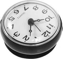 Waterproof Bathroom Shower Wall Clock with Suction Cup, Fog-Resistant Black Electronic Clock for Kitchen and Restroom Use, Battery-Free Design