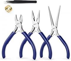 3 PCS Mini Pliers Set, Jewelry Pliers Kit with Needle Nose, Diagonal and Long Nose, Small Plier Tool for Jewelry Making, DIY Crafts, Beading and Electronic Repair
