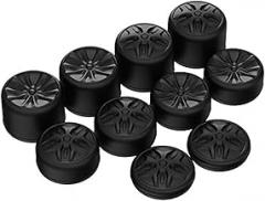 PlayVital Black Ergonomic Analog Joystick Caps for Xbox Series X/S, Xbox One, Xbox One X/S, for PS5 for PS4, Switch Pro Controller - with 3 Height Convex and Concave - Pentagram & Rotary Wheels Design
