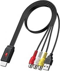 Neoteck RCA to HDMI Converter 20cm AV to HDMI Cable Supports 16:9/4:3 Aspect Conversion for Game Console Plug and Play Widely Used in Wii/PS2/N64-Female Input