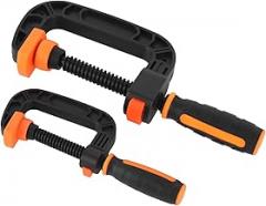 Acouto 2Pcs Storage Case C Clamp Set - 2 Inch & 3 Inch Ergonomic Woodworking Clamps for Household Projects