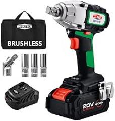 Dobetter 1/2 Inch 4000 mAh Electric Impact Wrench, 20V Max 400Nm Power Impact Driver with Fast Charger, Tool Bag, Universal Joints and Long Sockets