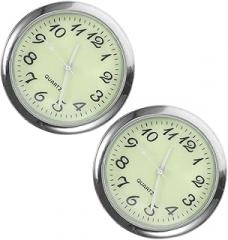 2pcs Luminous Car Dashboard Clock 4cm Mini Electronic Quartz Clock for Vehicle Self-Adhesive Automotive Accessories Easy to Install for Trucks and Cars